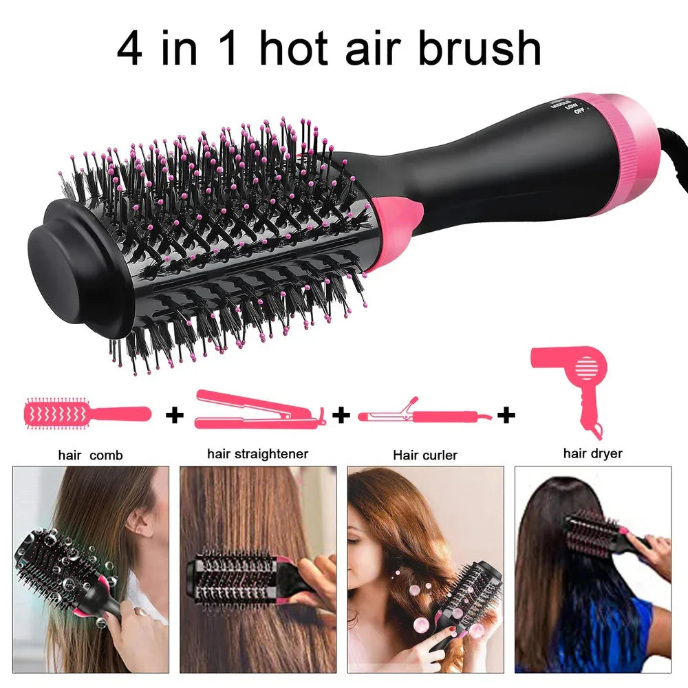 4-in-1 Hair Dryer Brush – Straightener, Curler & Volumizer for Women