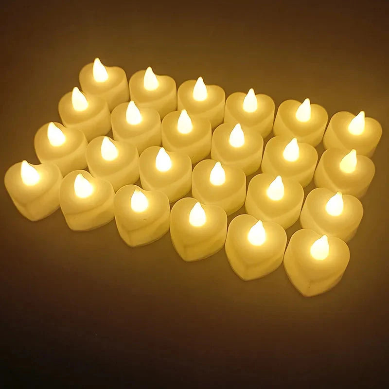 24PCS LED Candle Tea Lights Battery Operated Red Shells Romantic Decoration Flameless  Wedding Party Use