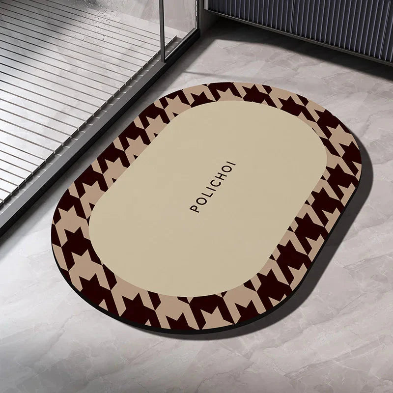 Diatomaceous Earth Bath Mat - Quick-Dry Non-Slip Absorbent Bathroom Rug with Washable Design