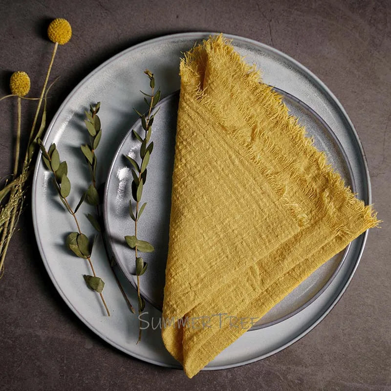 10pcs Large Napkins 41x41cm Rustic Cotton Gauze  Napkin Muslin Tea Towel Dinner Retro Cheesecloth Wedding Party Linen Decor