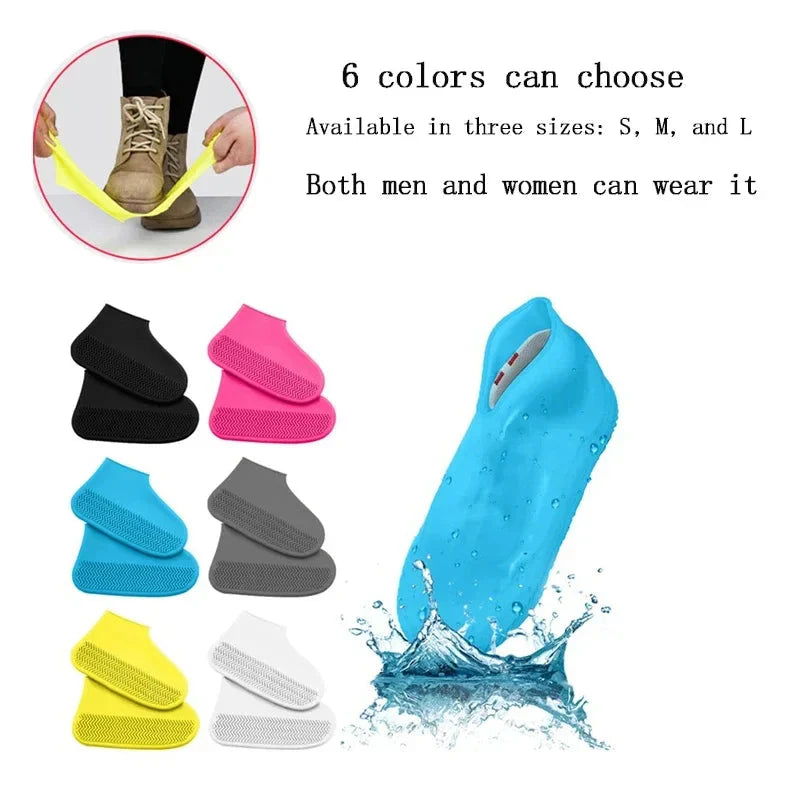 Reusable Silicone Waterproof Shoe Covers - Non-Slip Rubber Rain Boot Overshoes for Outdoor Use