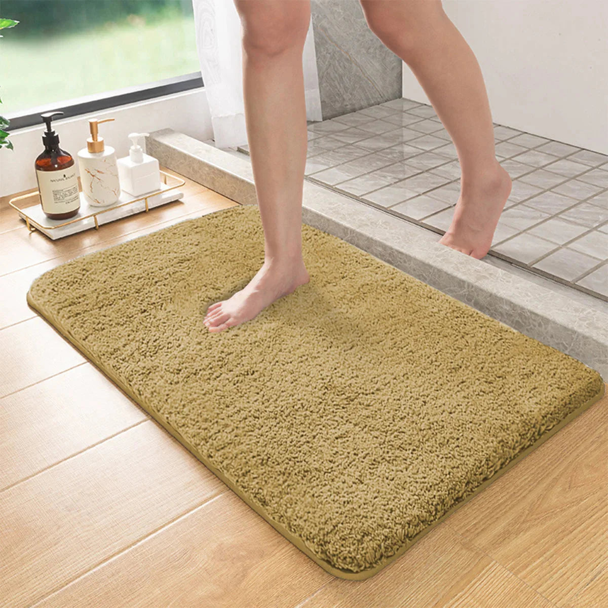 Long Hair Absorbent Bathroom Mat - Furry Non-Slip Shower Room & Entrance Mat