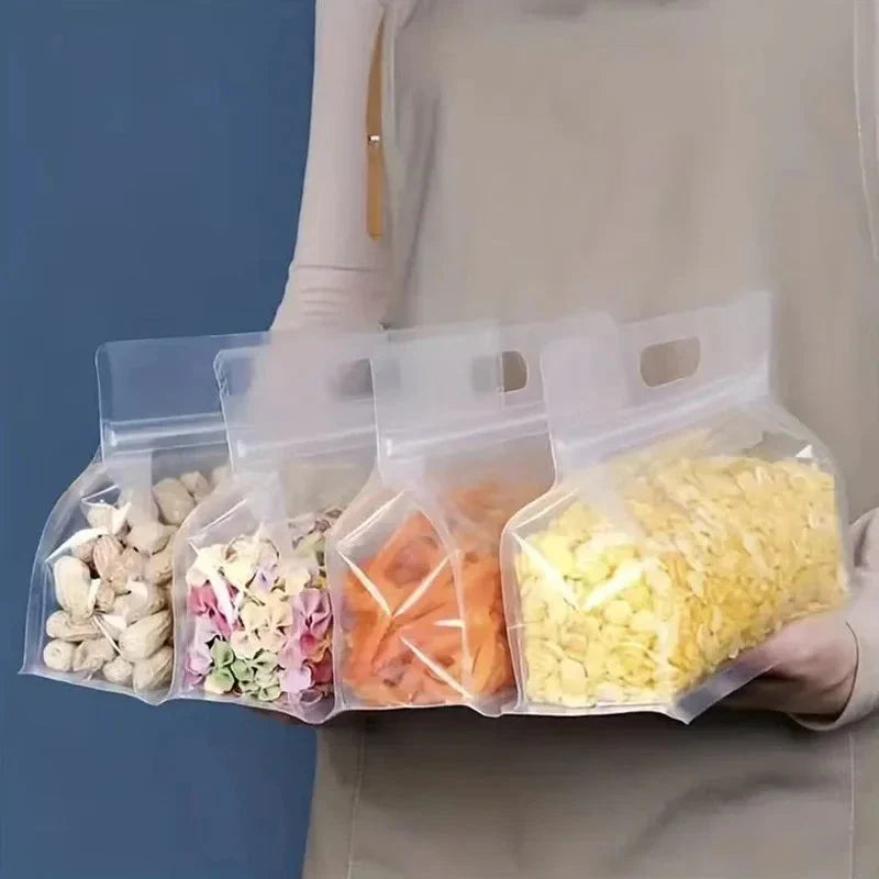 5pcs Reusable Leakproof Food Storage Bags - Eco-Friendly Kitchen Organizer for Snacks, Fruits, and Vegetables