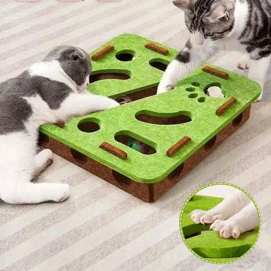 Interactive Cat Puzzle Toy – Felt Maze Box with Bell Balls