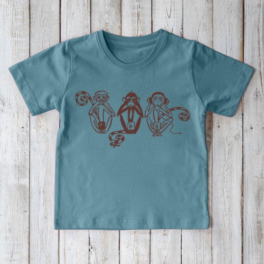 "See No Evil, Hear No Evil, Speak No Evil" Three Wise Monkeys T-Shirt for Kids