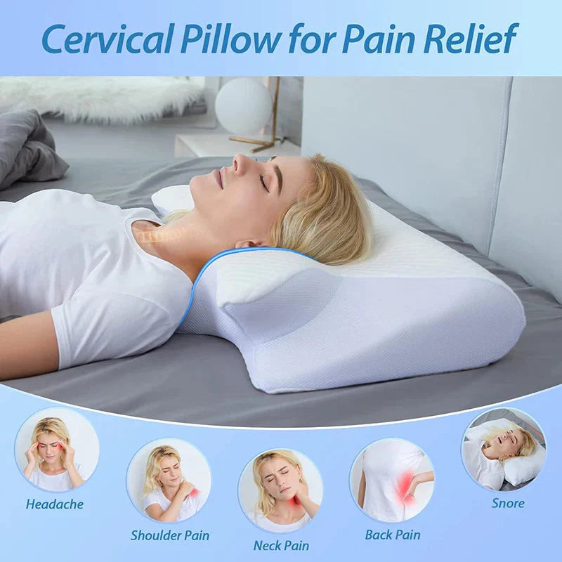 Memory Foam Cervical Pillow – 2-in-1 Ergonomic Neck Support for Deep, Pain-Free Sleep