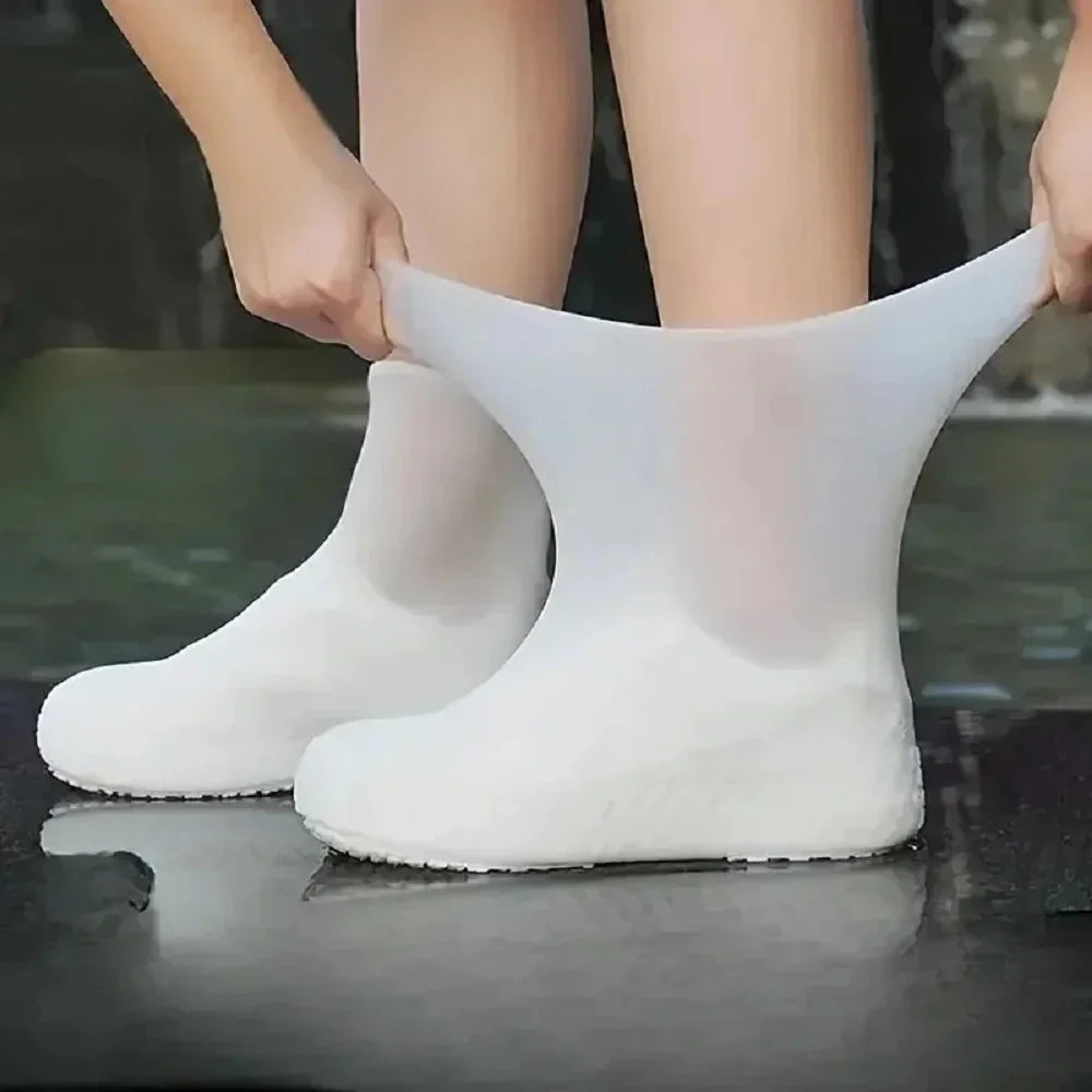 Reusable Silicone Waterproof Shoe Covers - Non-Slip Rubber Rain Boot Overshoes for Outdoor Use