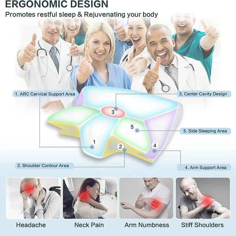 Memory Foam Cervical Pillow – 2-in-1 Ergonomic Neck Support for Deep, Pain-Free Sleep