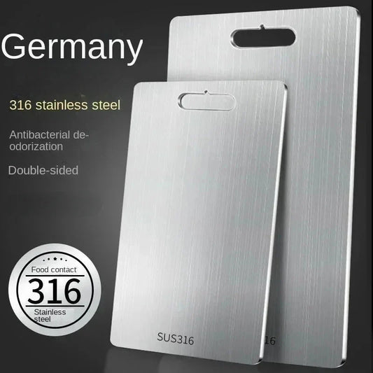 316 Stainless Steel Chopping Board – Thickened Double-Sided Antibacterial Cutting Board for Kitchen & Dough Kneading
