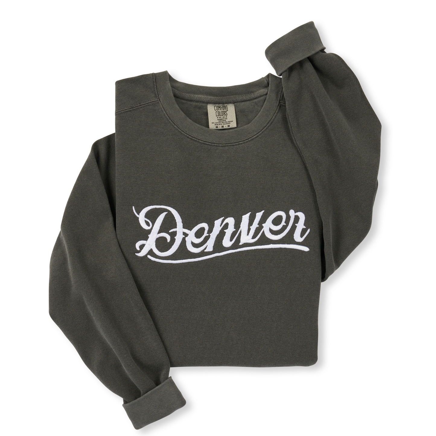 Western Denver Script Embroidered Sweatshirt - Pepper Grey