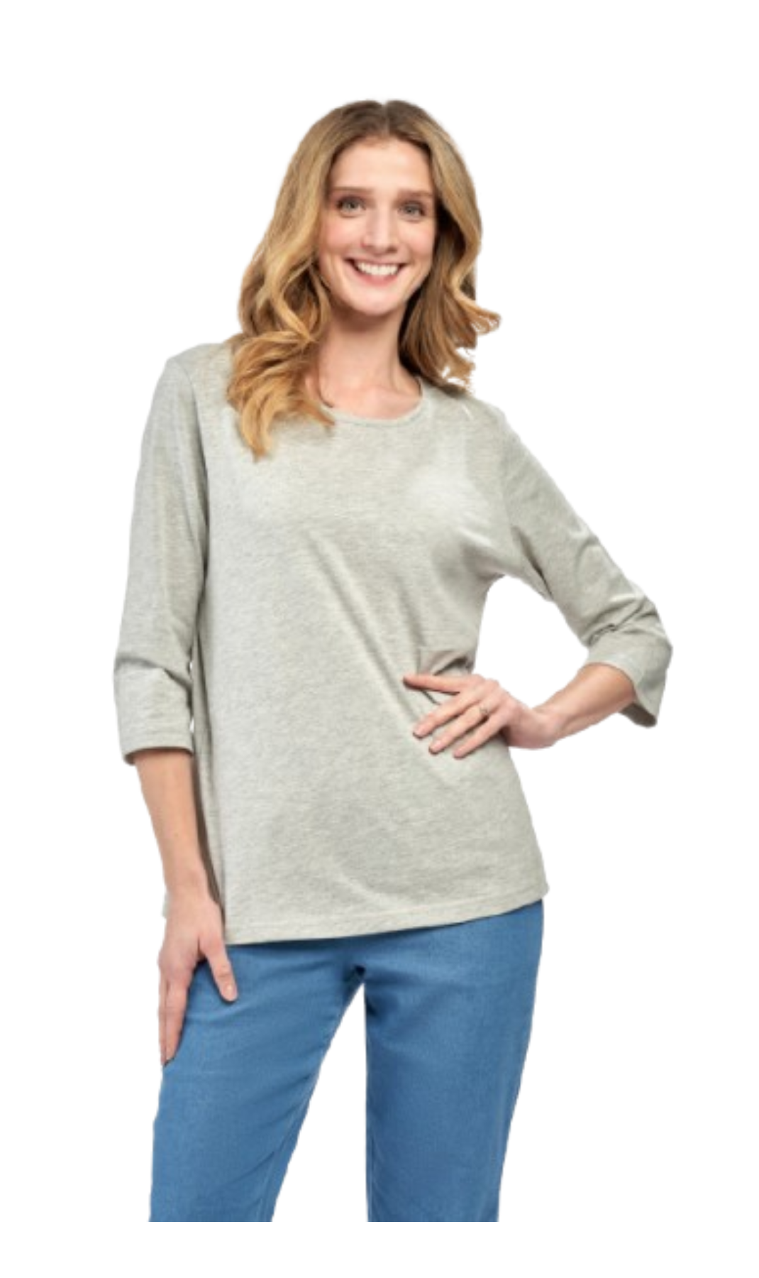 Women's 3/4 Sleeve Crew Neck Top – Comfortable Jer