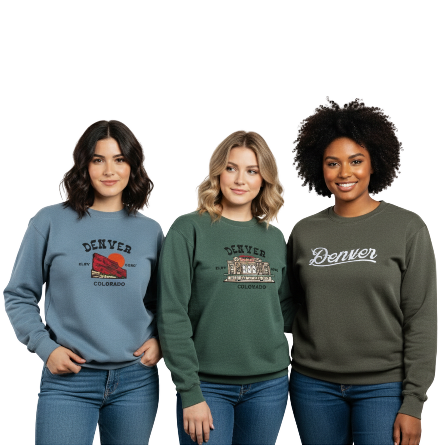 Western Denver Script Embroidered Sweatshirt - Pepper Grey