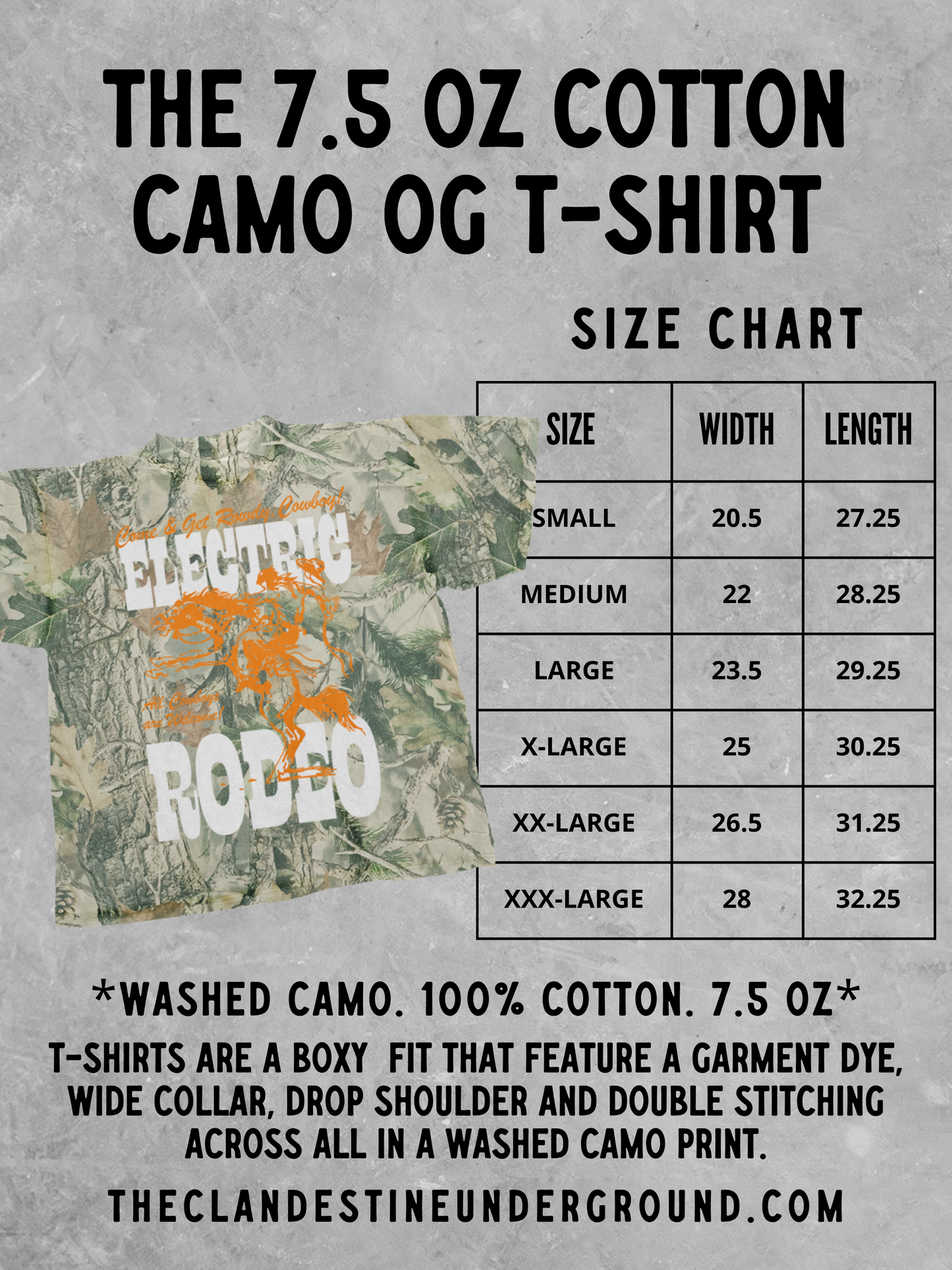 Underground Original Design: Left My Heart in Tennessee Camo Boxy Cotton TShirt