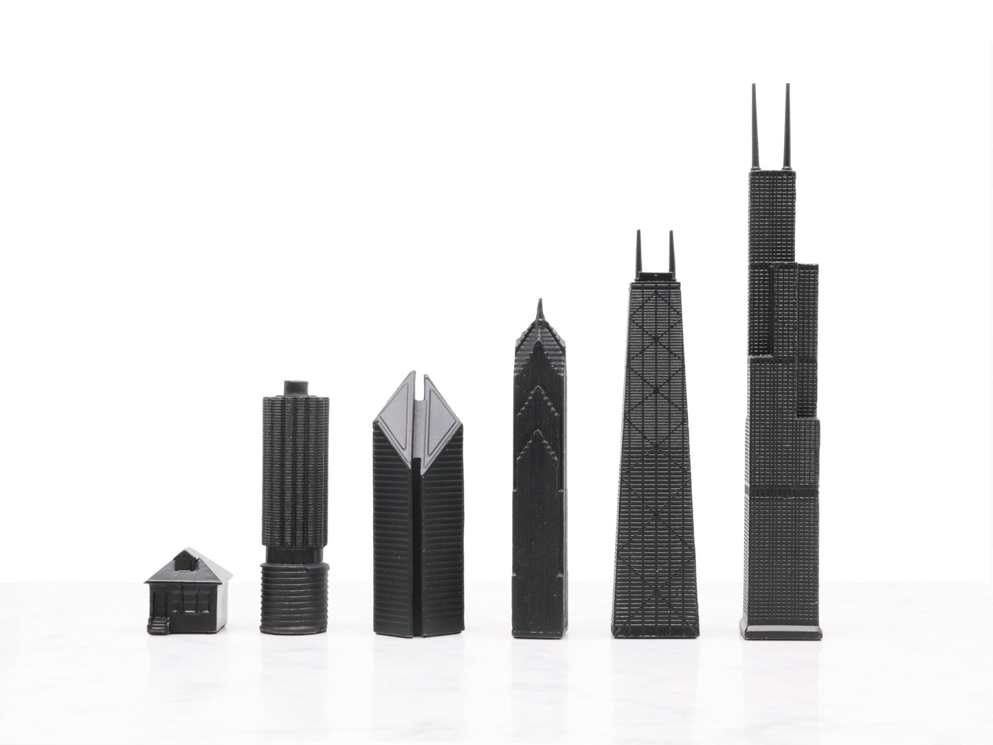 Chess Set Stainless Steel CHICAGO with Wood Map Board