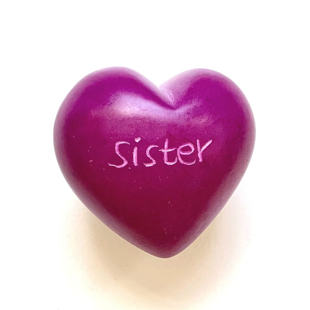 Small Word Soapstone Heart - Pink Collection