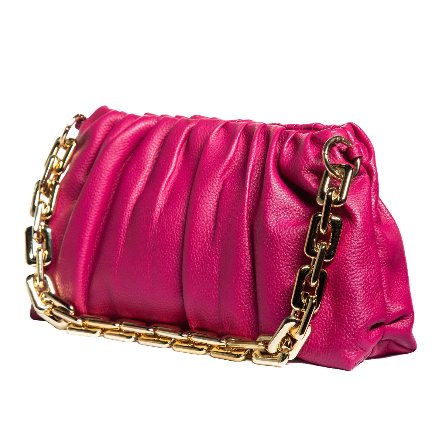 Leather Bag, Clutch Bag with Chain - MiamiLeathers