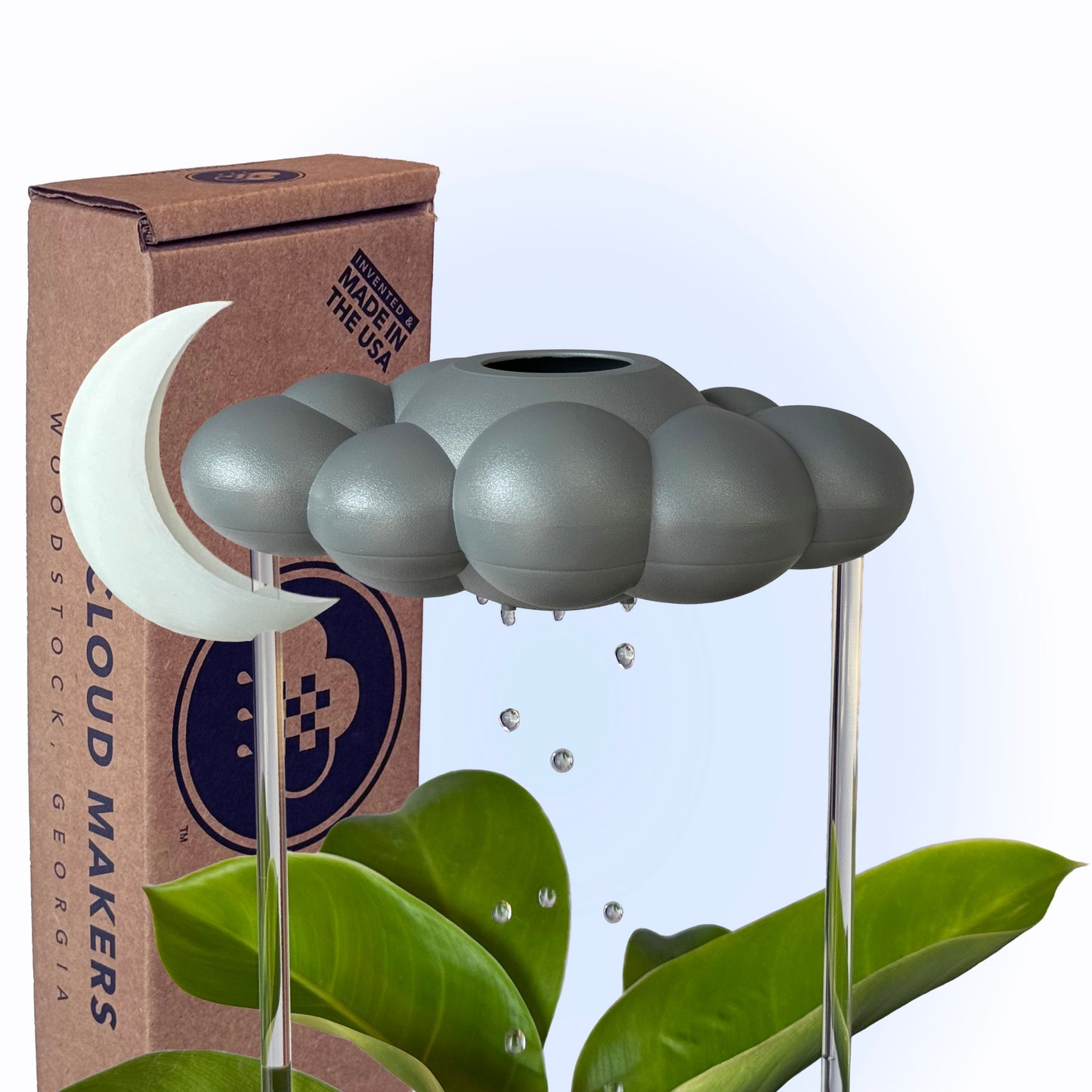 Stormy Dripping Rain Cloud with Glow in the Dark Moon Charm