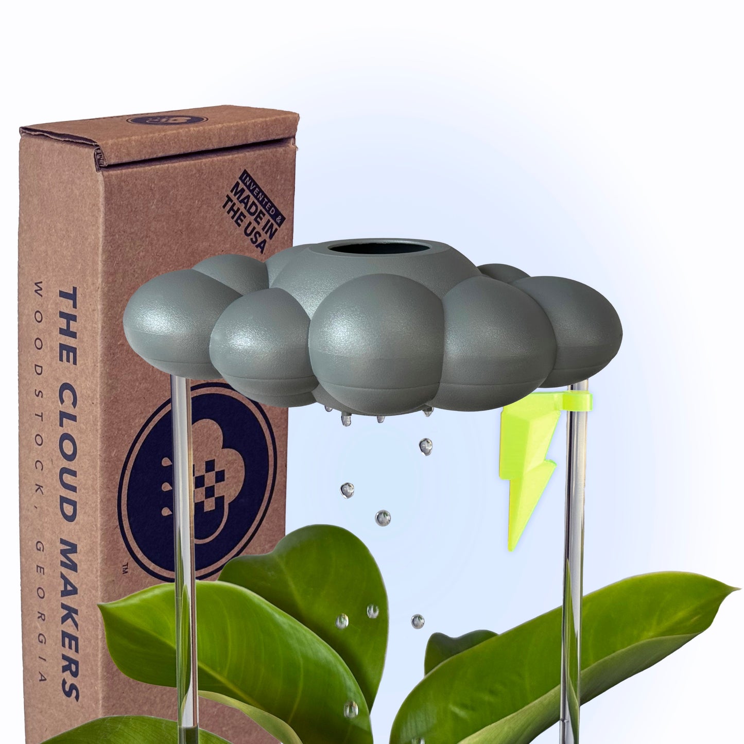 Stormy Dripping Rain Cloud with Neon Lightning Bolt Charm