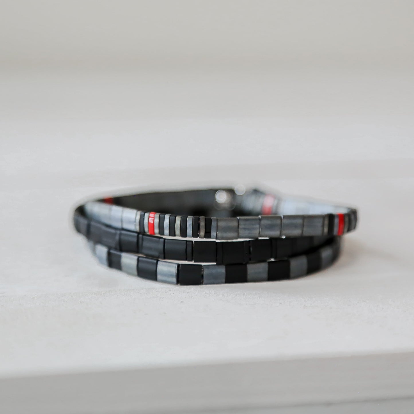 THIN RED LINE in Gray - FIREFIGHTER BRACELET