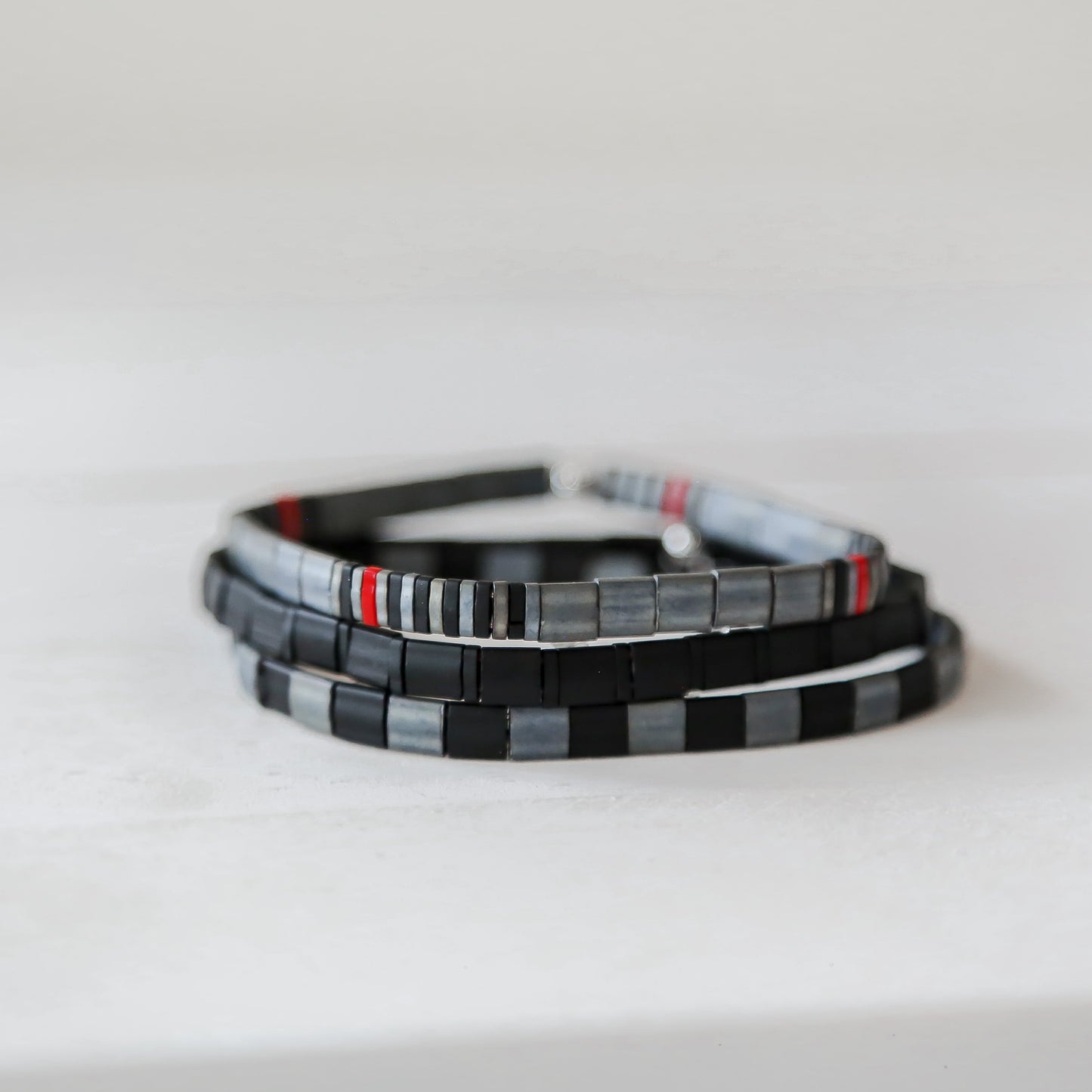 THIN RED LINE in Gray - FIREFIGHTER BRACELET