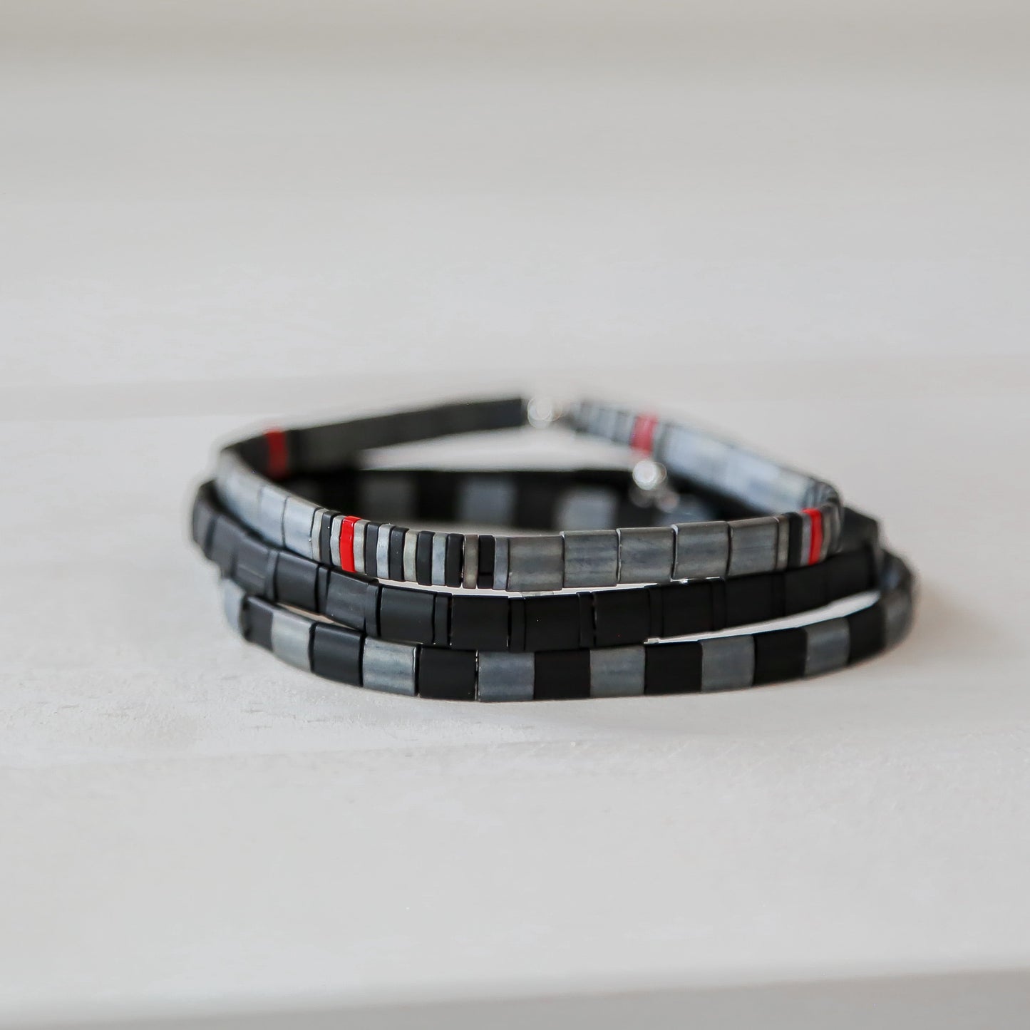 THIN RED LINE in Gray - FIREFIGHTER BRACELET