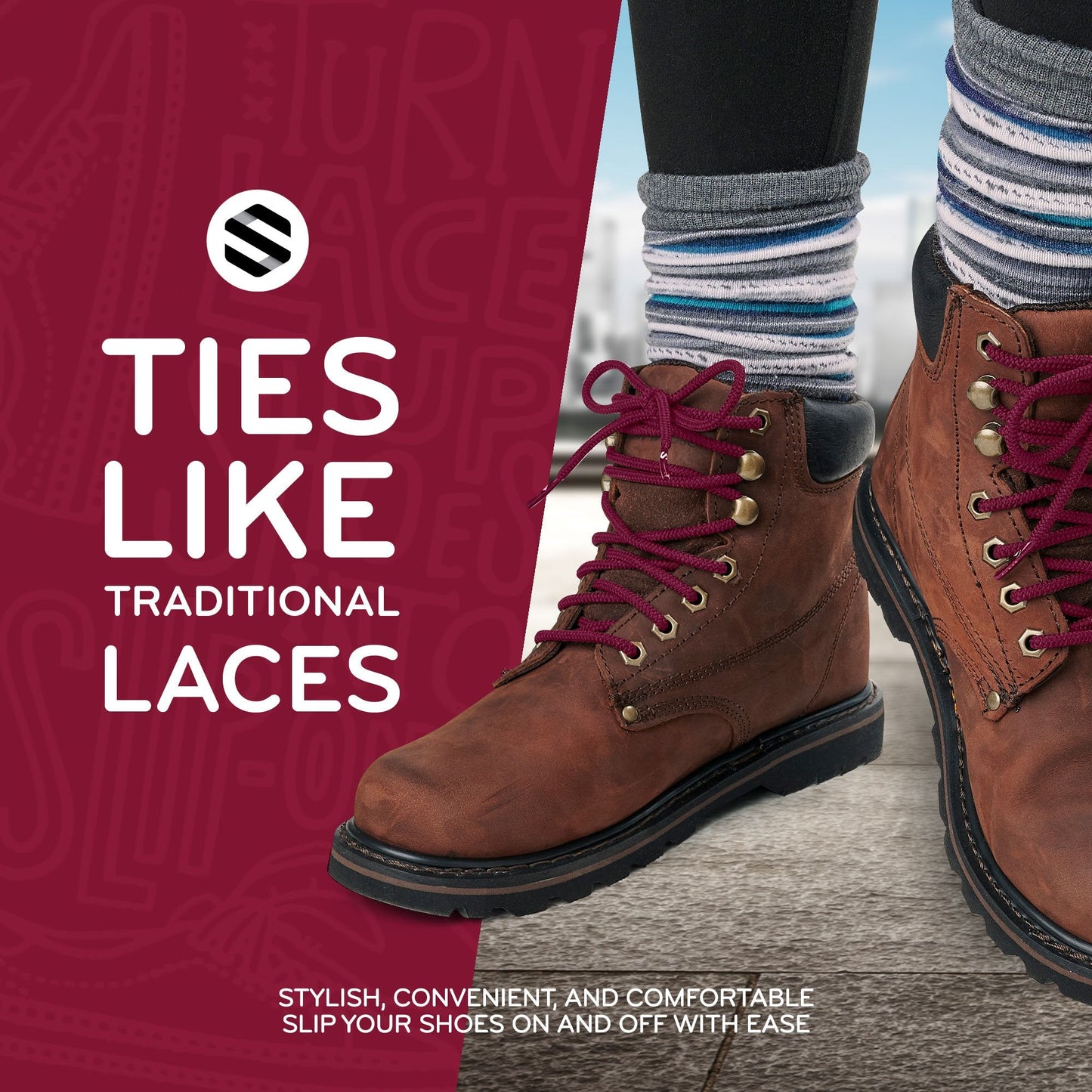 Dark Red Round Elastic Stretch Shoe Laces