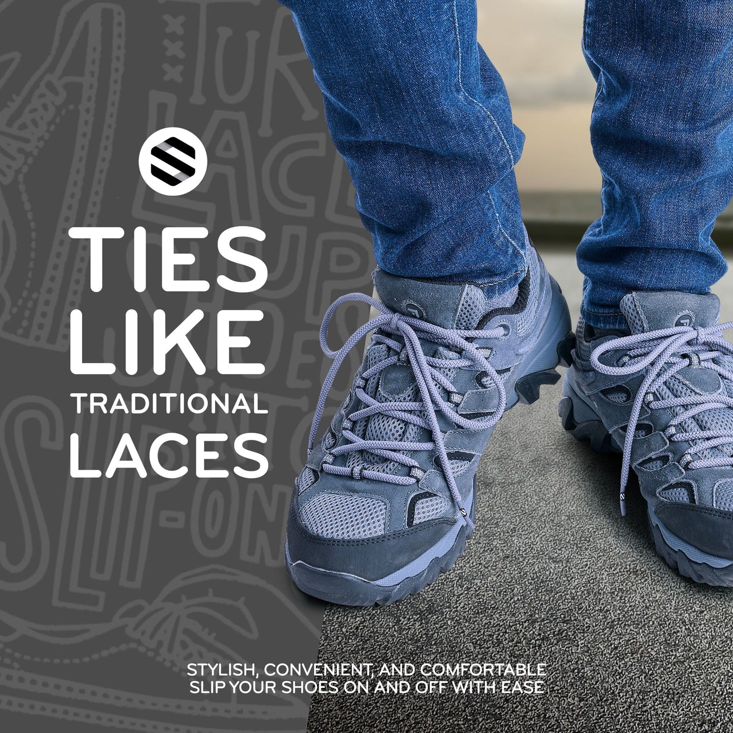 Grey Round Elastic Stretch Shoe Laces