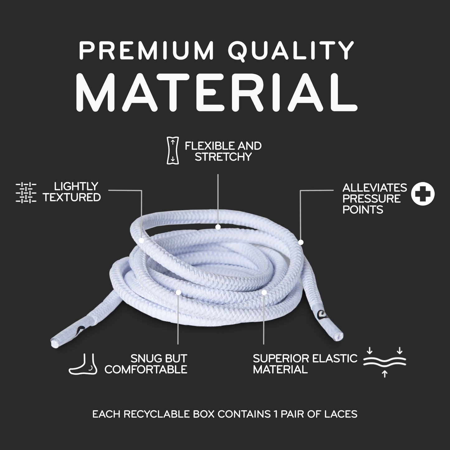 White Round Elastic Stretch Shoe Laces