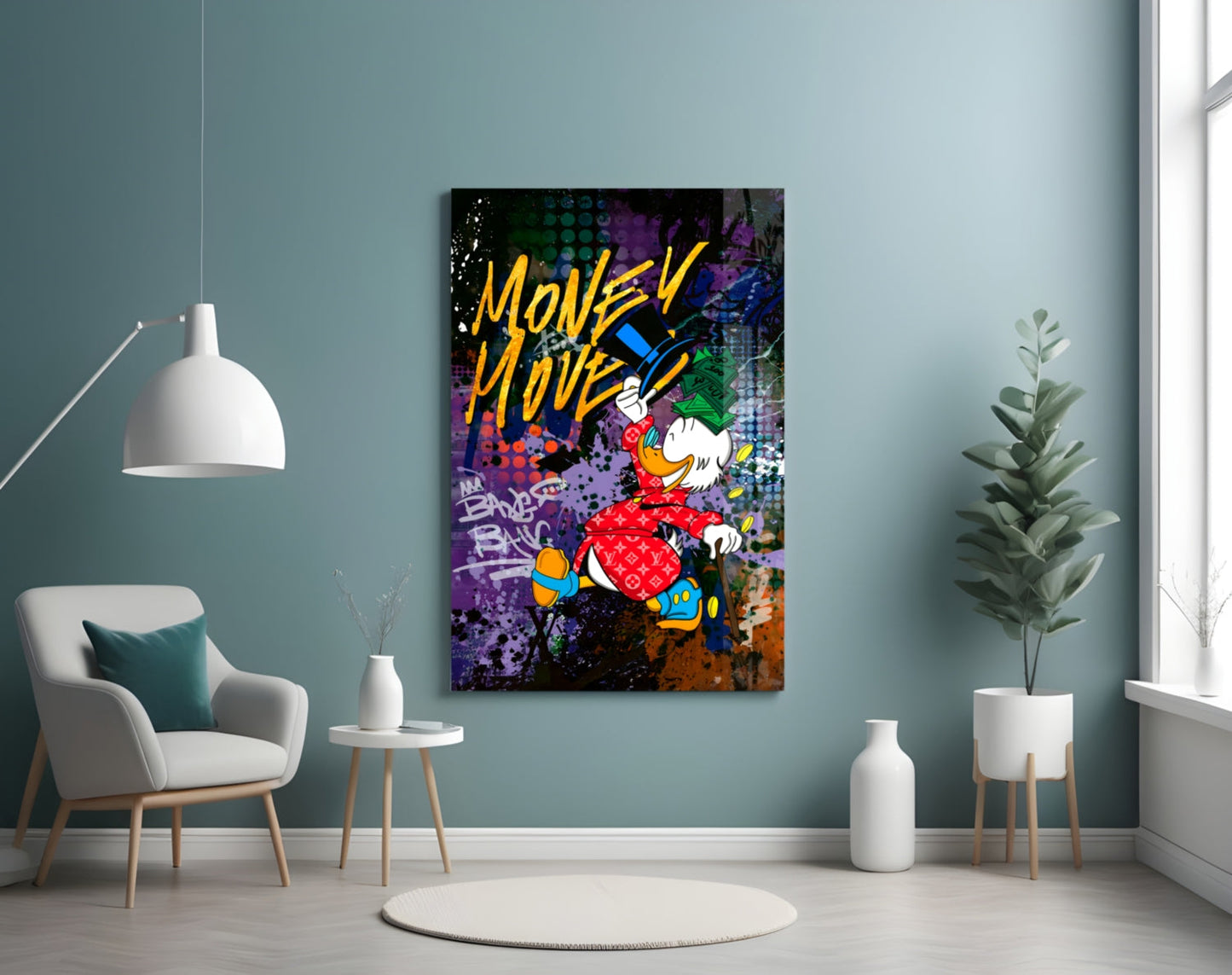MONEY MOVE: Luxury Duck Glass Wall Art || Designer Collection