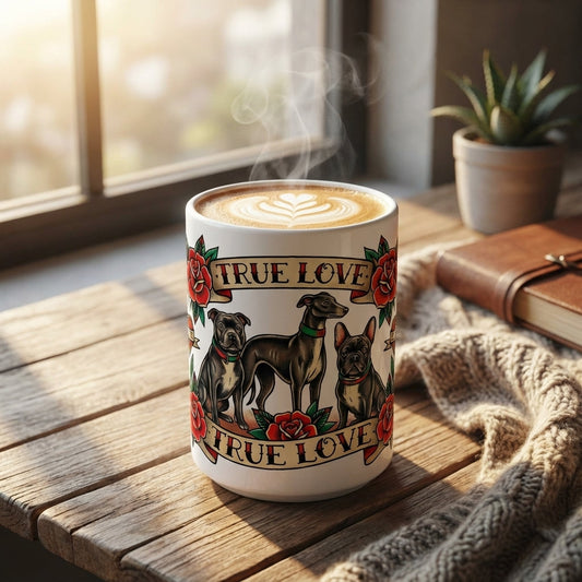 Tattoo Flash Pups - Loyal Hearts 15oz Mug