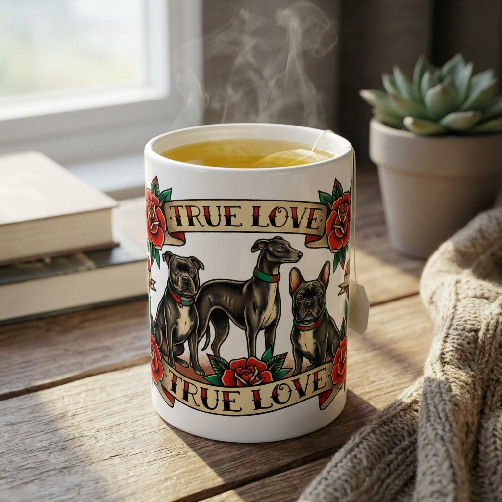 Tattoo Flash Pups - Loyal Hearts 15oz Mug