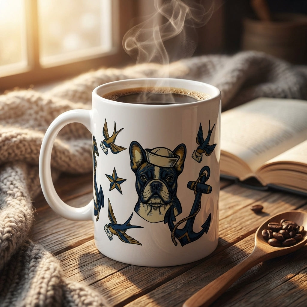 Tattoo Flash Pups - Sailor Pups 15oz Mug
