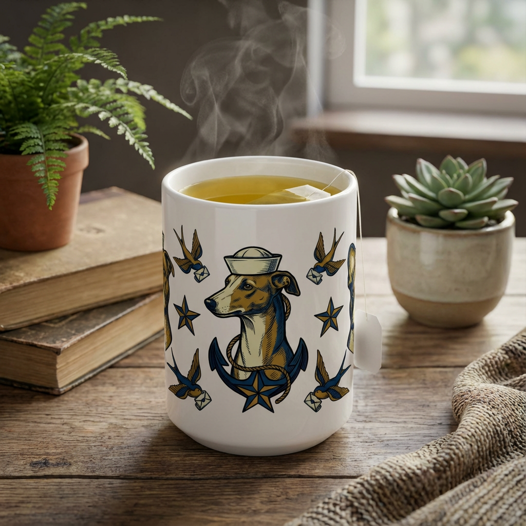 Tattoo Flash Pups - Sailor Pups 15oz Mug