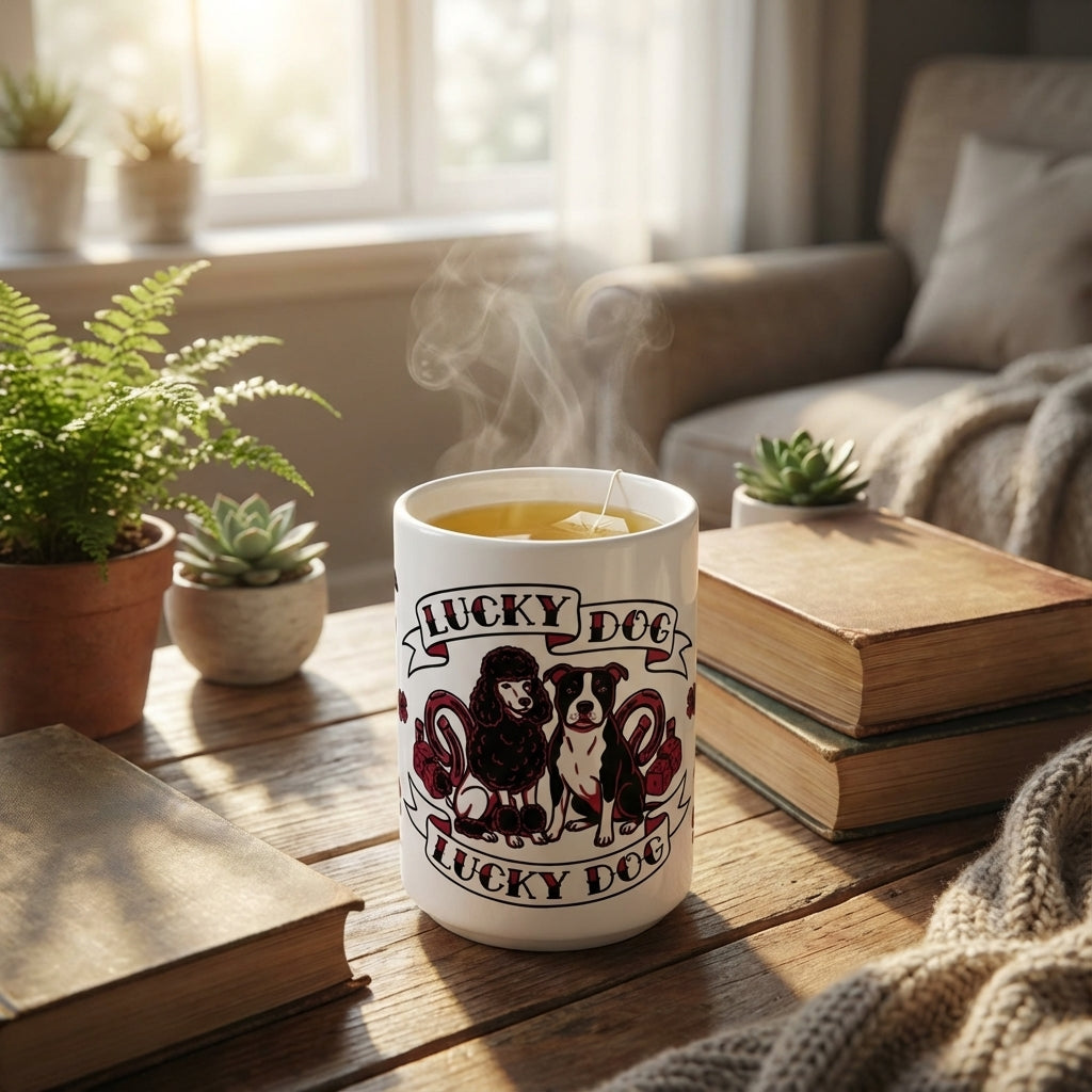 Tattoo Parlor Pups - Feeling Lucky 15oz Mug