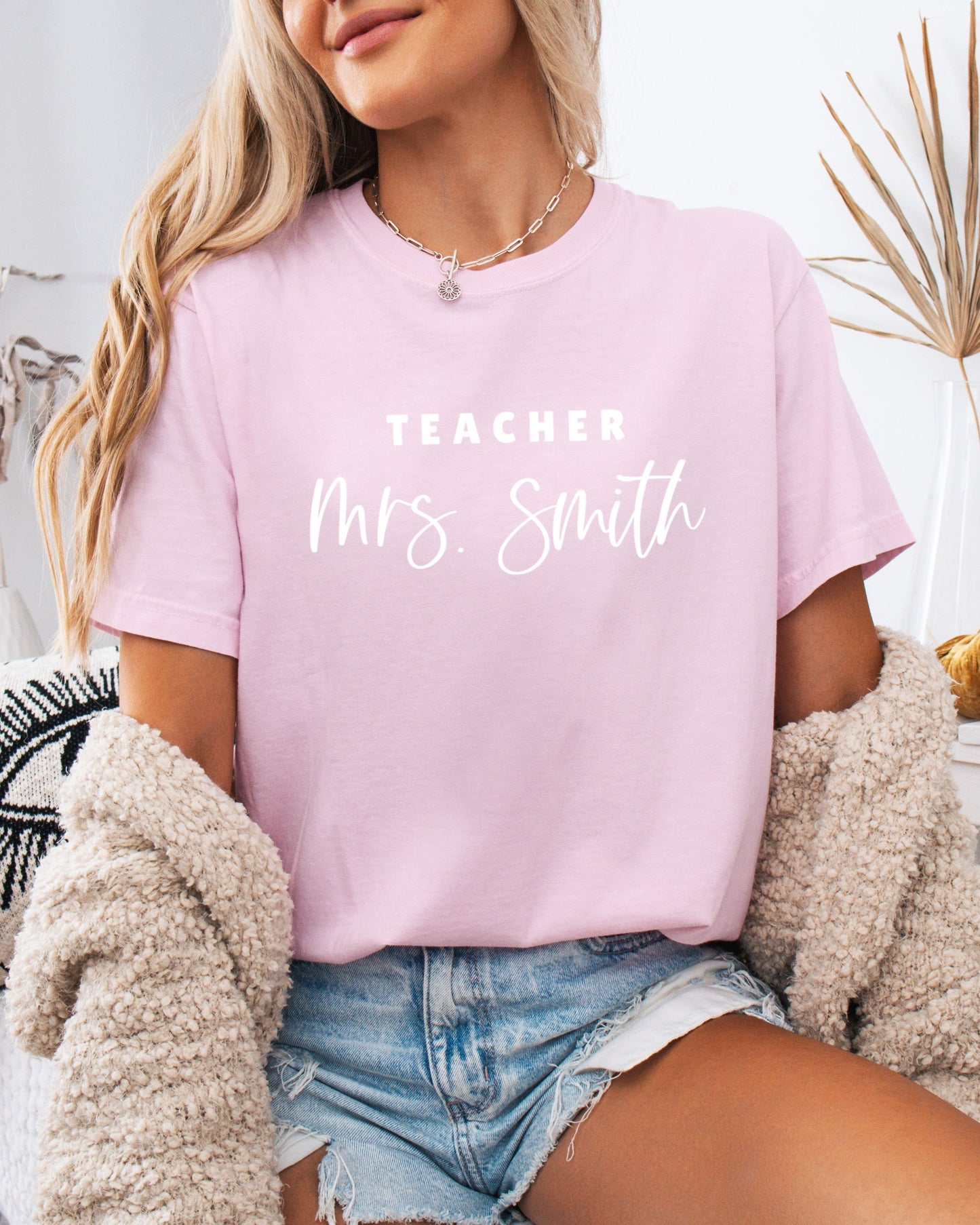 Custom Teacher Mrs. Name Comfort Colors Garment-Dyed T-Shirt – Personalized Educator Gift Tee