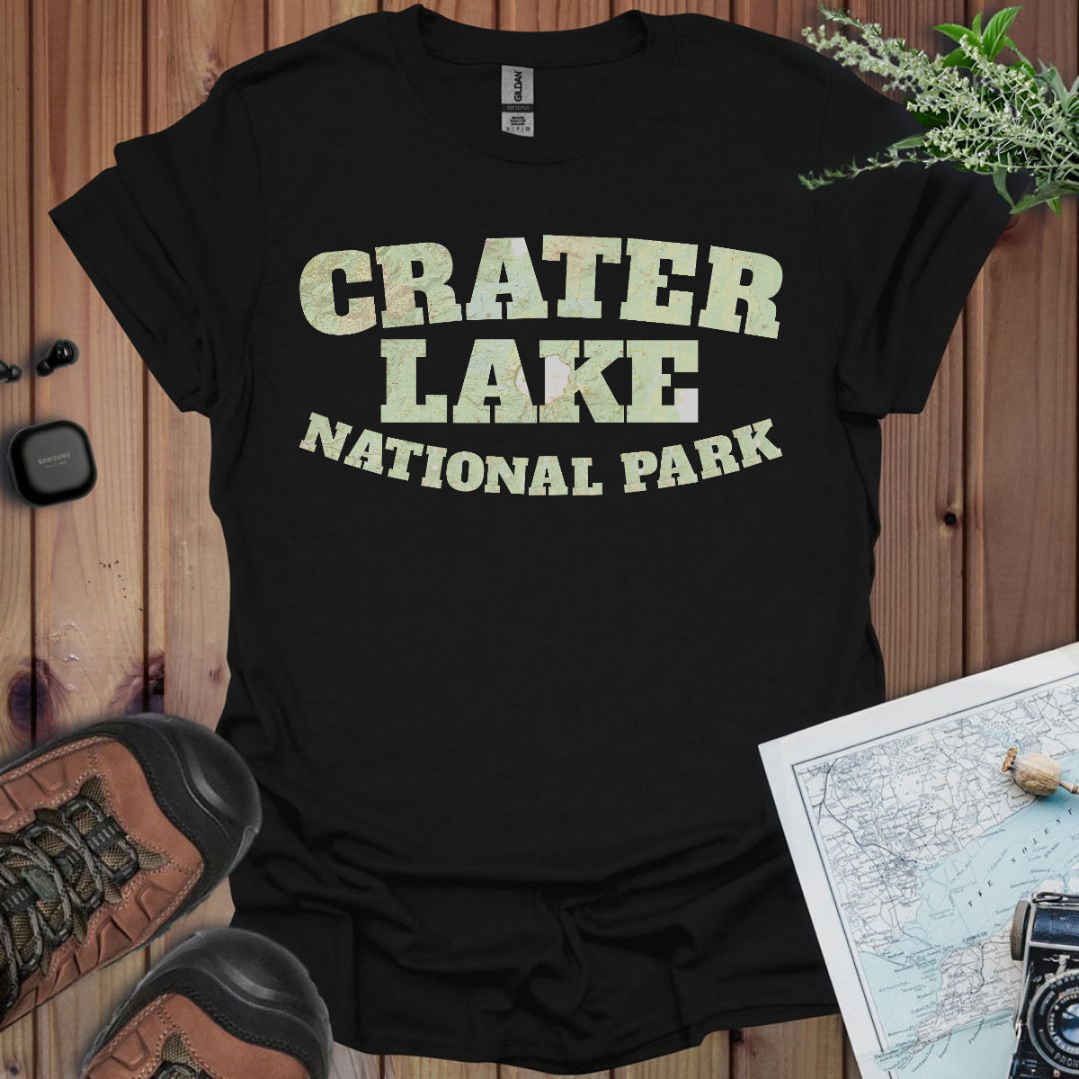 Crater Lake Topographic Map National Park Unisex Fit Soft T-Shirt