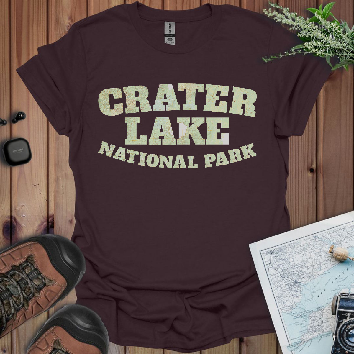 Crater Lake Topographic Map National Park Unisex Fit Soft T-Shirt