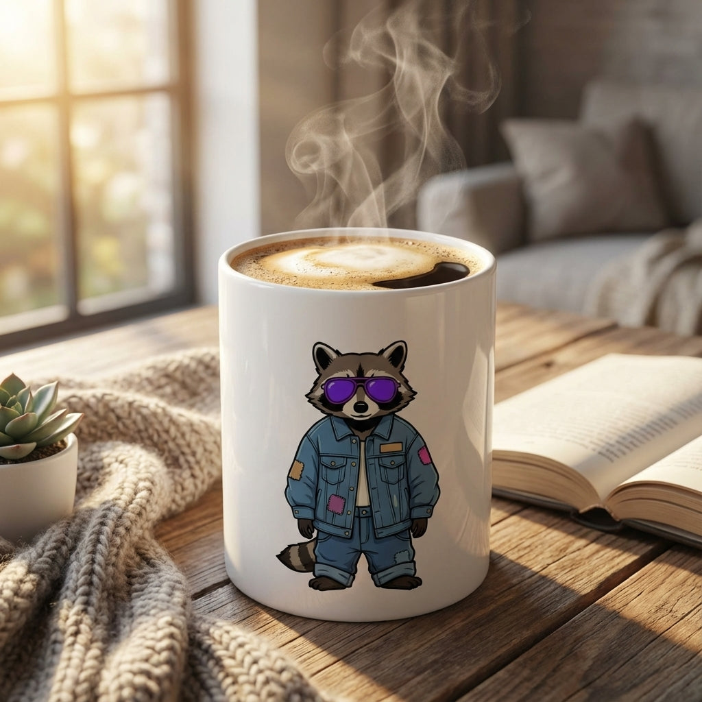 Thrift Haul Raccoons - Denim Tuxedo - 15oz Mug
