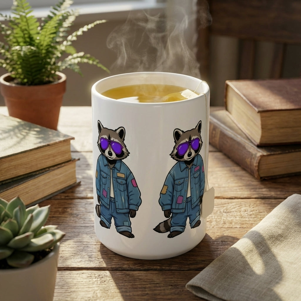 Thrift Haul Raccoons - Denim Tuxedo - 15oz Mug