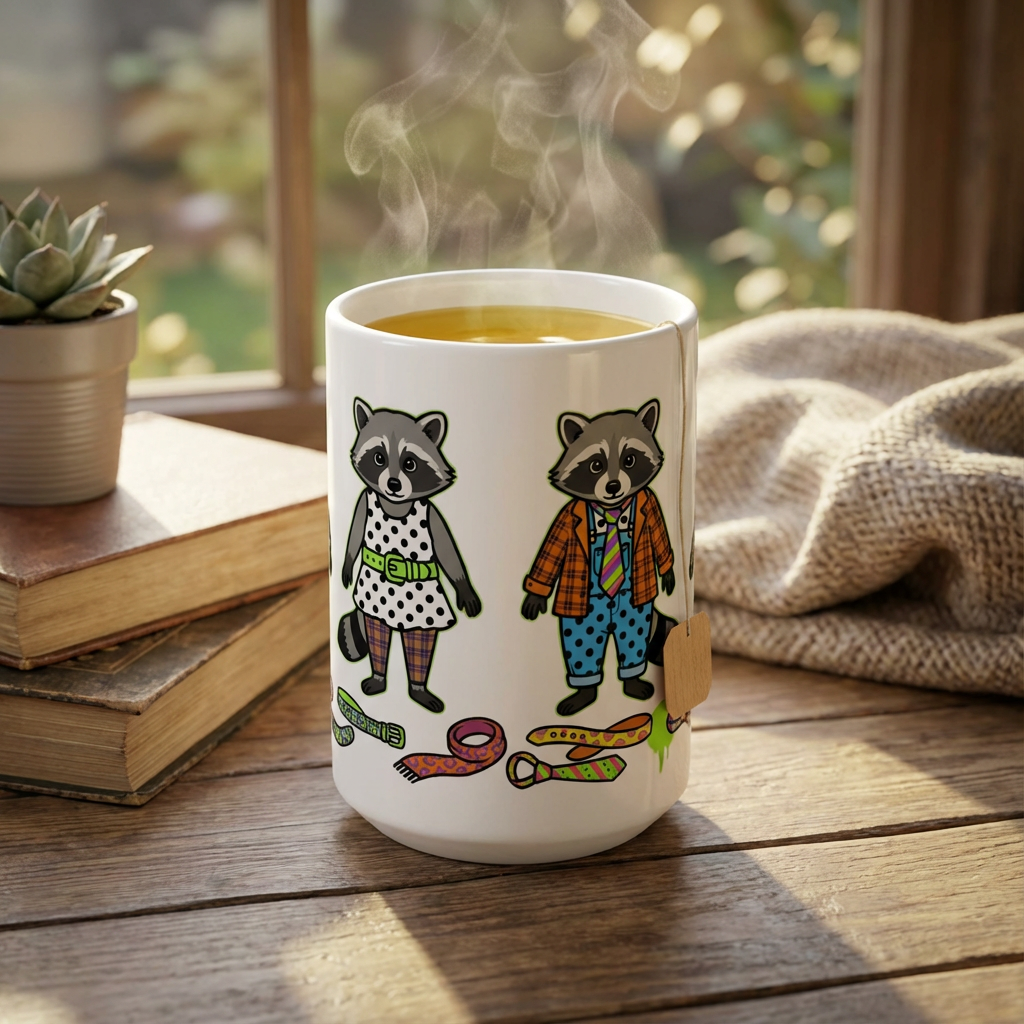 Thrift Haul Raccoons - Pattern Clash - 15oz Mug