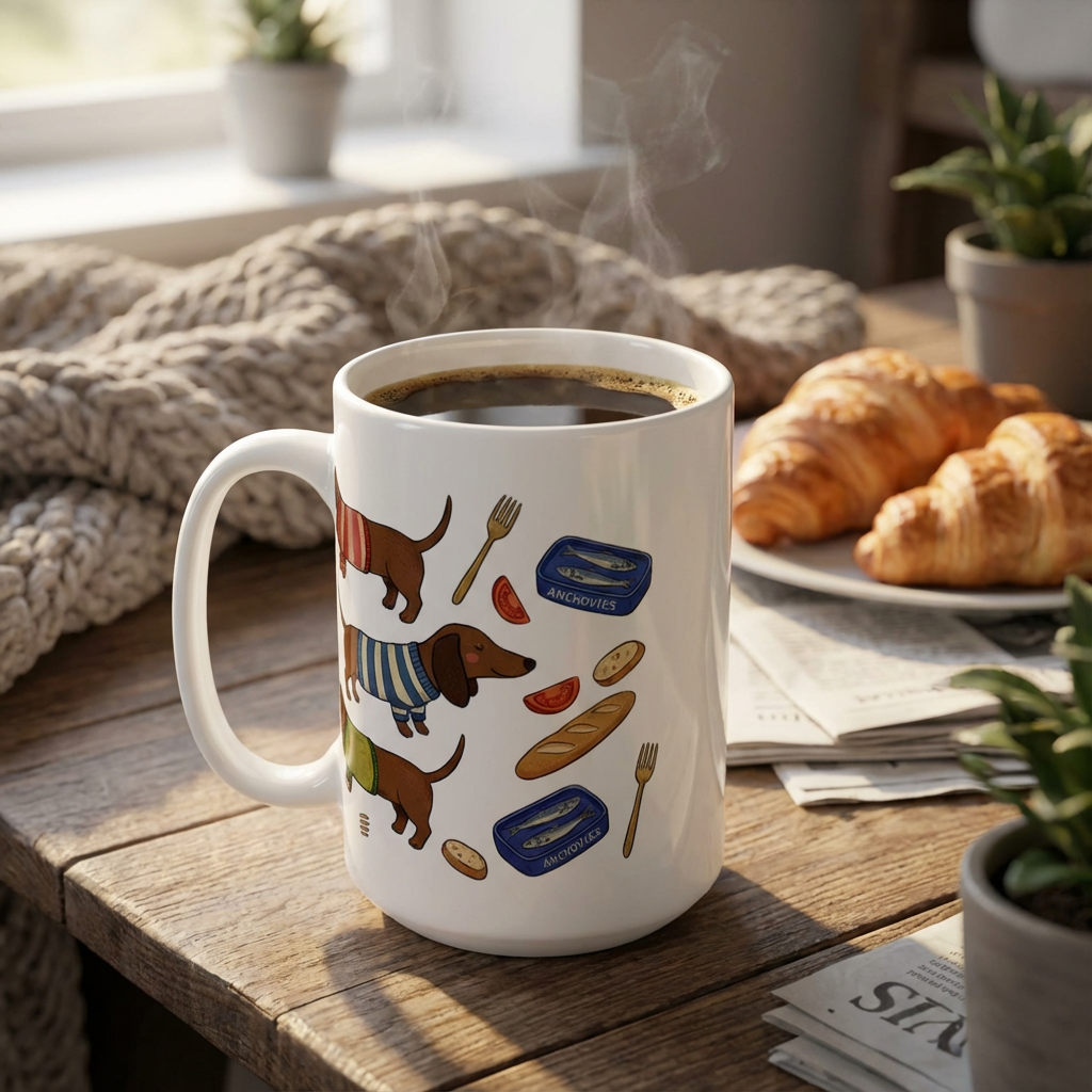 Tinned Fish Pups - Baguette & Blue Tins 15oz Mug
