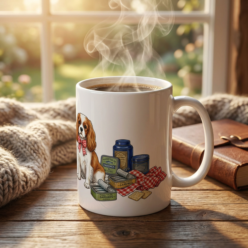 Tinned Fish Pups - Gingham Spaniel Picnic 15oz Mug