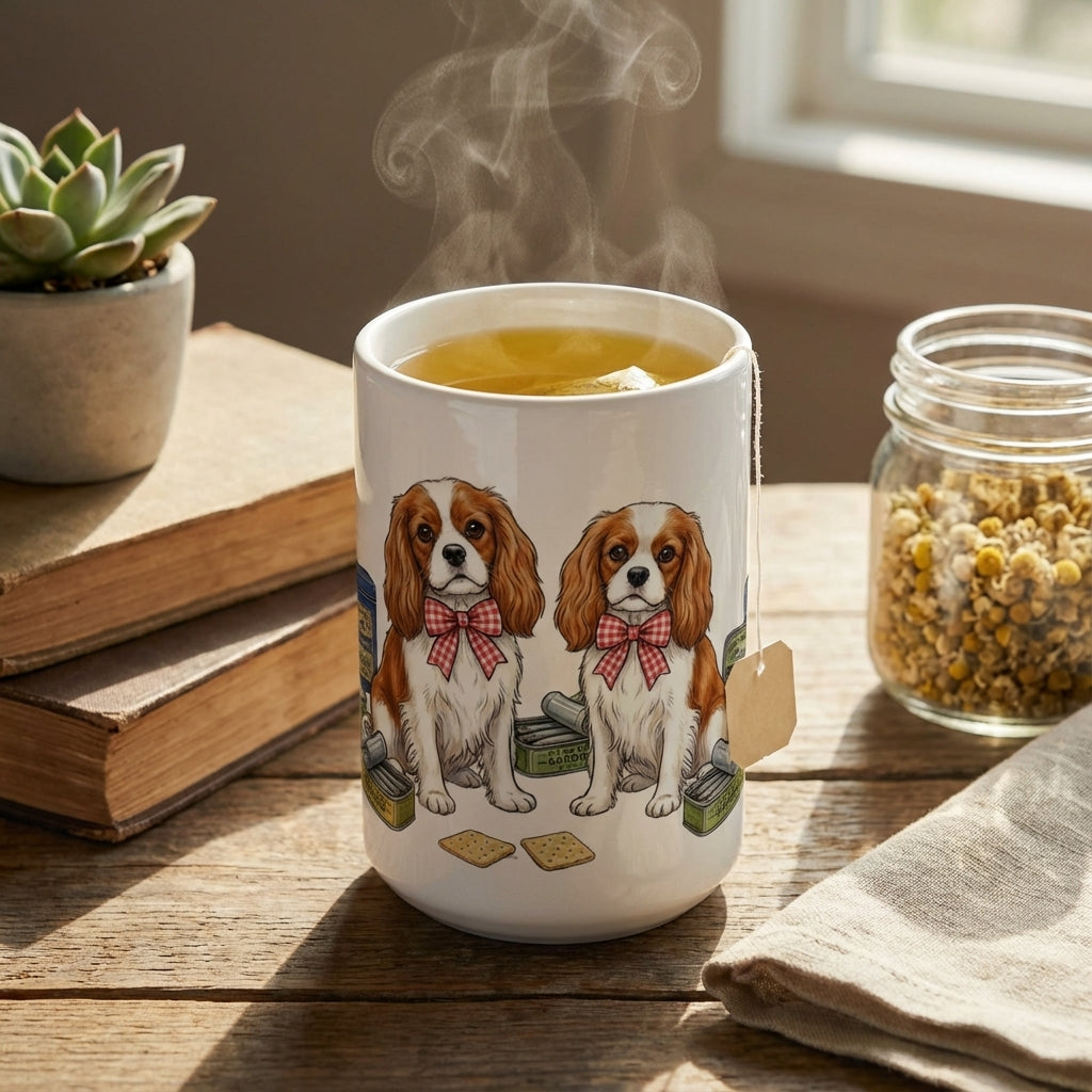 Tinned Fish Pups - Gingham Spaniel Picnic 15oz Mug