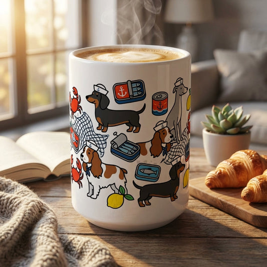 Tinned Fish Pups - Nautical Snack Time 15oz Mug