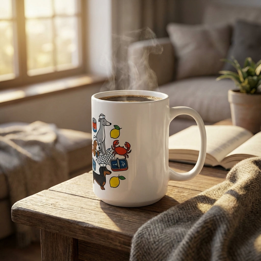 Tinned Fish Pups - Nautical Snack Time 15oz Mug