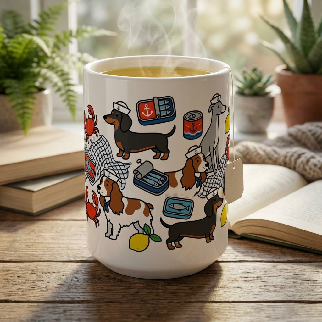 Tinned Fish Pups - Nautical Snack Time 15oz Mug
