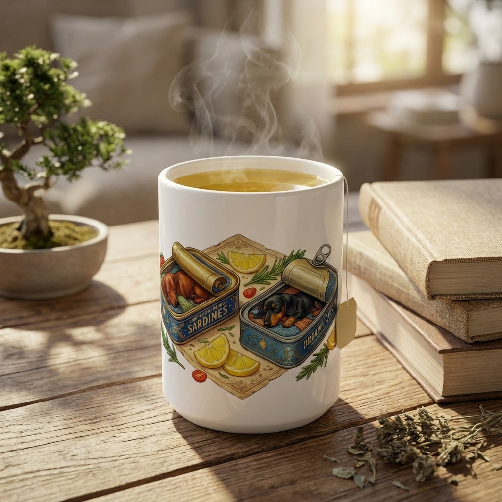 Tinned Fish Pups - Sleepy Sardine Dachshunds 15oz Mug