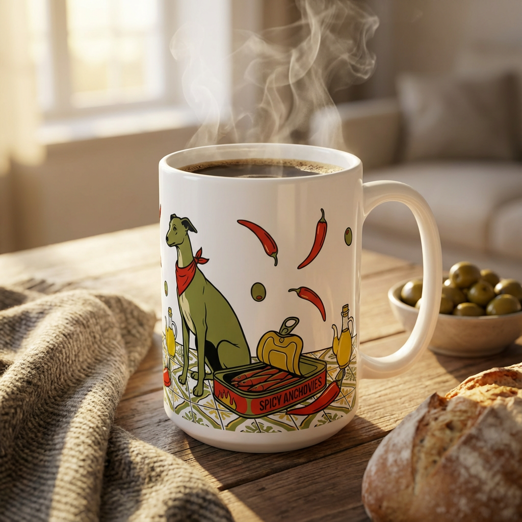 Tinned Fish Pups - Spicy Anchovy Greyhounds 15oz Mug