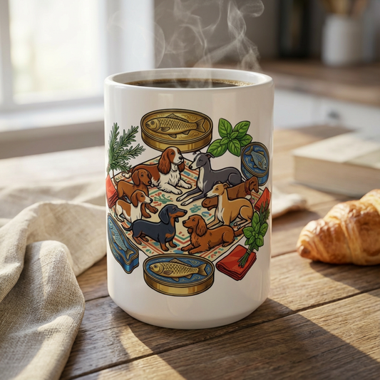 Tinned Fish Pups - The Golden Trio 15oz Mug