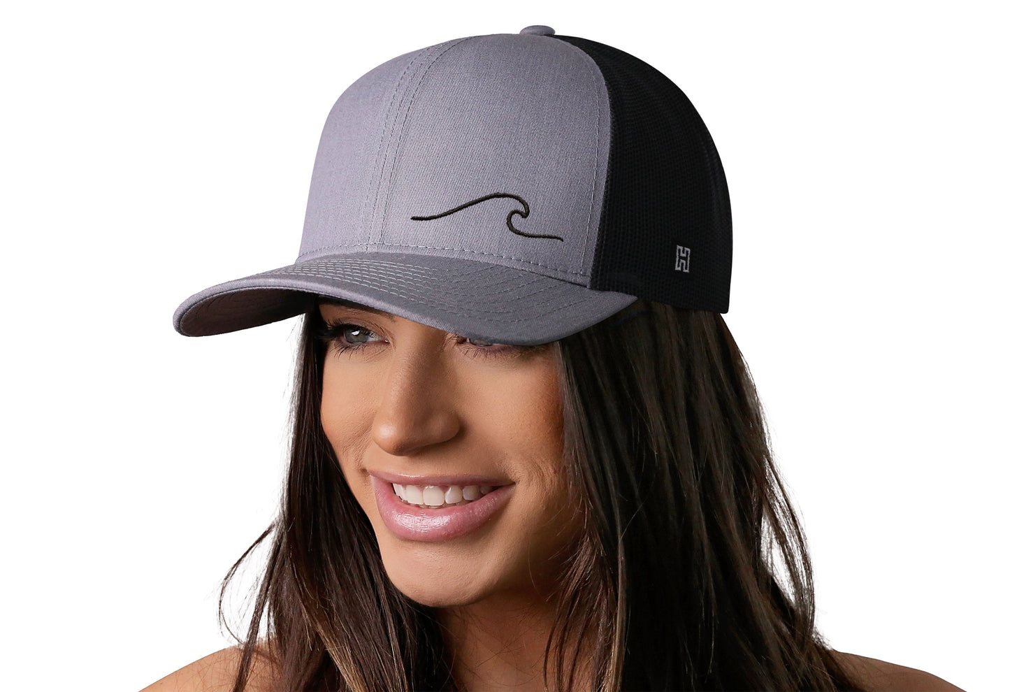 Wave Trucker Hat  |  Gray-Black Beach Snapback